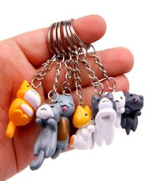 6pc Natsume039s Book of Friends Cat Cartoon Keychains Keyring Car Bag Pendant Fashion Sieraden Key Chain Ring Accessories6670381
