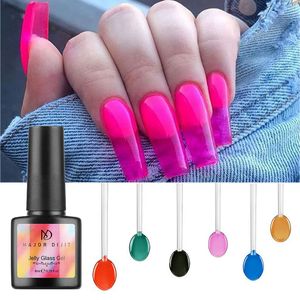 6 unid/set Jelly Glass Gel esmalte de uñas verano atributo moda translúcido Color caramelo Gel neón esmalte de uñas 8ml