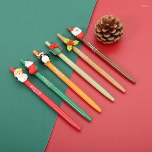 6 pièces 0.5mm stylo à bille joyeux noël Gel stylos ensemble père noël souhait cadeau encre de couleur noire pour écrire bureau école