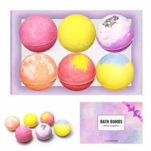 6pcs 100g de bain de bain bombe explosion Boule de bain Bubble Sea Salt Bath Boule de bain avec une fleur séchée