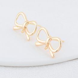 6pcs 12,5 * 21 mm 14k Gold Color Pared Brass Bowknot Boucles d'oreilles de haute qualité DIY BIELLIE DIY FONCTIONNE