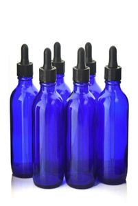 6pcs 120 ml 4 oz Bouteille en verre Bouteille en verre cobalt Blue Glass W Eye Dropper pour les huiles essentielles Bouteilles de laboratoire Conteneurs cosmétiques 272T4985049