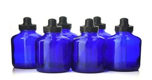 6 pièces 120 ml 4 oz flacon compte-gouttes en verre bleu cobalt avec compte-gouttes pour huiles essentielles bouteilles de laboratoire conteneurs cosmétiques 272T2012932