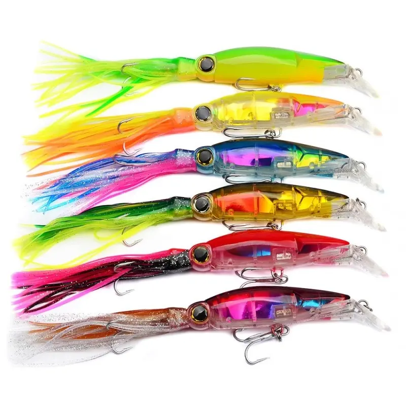 6Pcs 14cm/40g Fishing Lure Tackle Arm-Fish Lures Artificial Squid 3D eyes with Beard Fish lure Hook high quality K1621