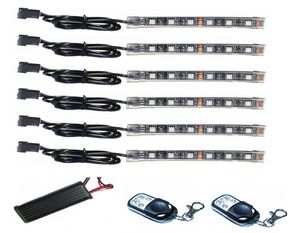 Bande Flexible LED SMD5050 RGB, 15 couleurs, 6 pièces, 2 télécommandes sans fil, Kits d'éclairage pour accessoires de moto, éclairage 6535759