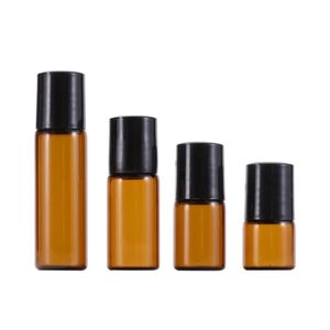 6pcs 1 ml 2 ml 3 ml 5 ml Rouleau d'ambre sur les bouteilles pour les huiles essentielles Roll-on Rechargeable Bouteille de bouteille de bouteille de bouteille