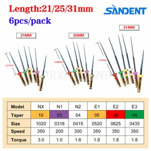 6PCS / 1PACK DENTAL ENDODONTIC ENDO ROOT ROOT FILEUX NITI FILE ROTARY TIPS 21/25 / 31mm Sandent