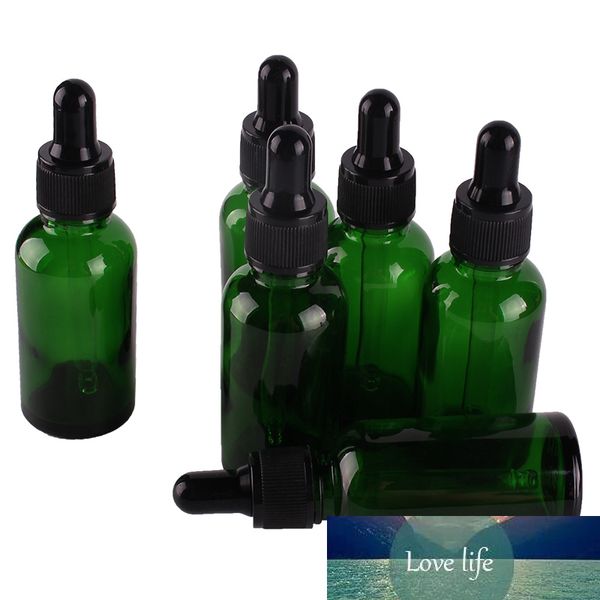 Flacons compte-gouttes en verre vert de 30ml, 1OZ, avec Pipette, bouteilles de parfum vides, pots de liquide, 6 pièces
