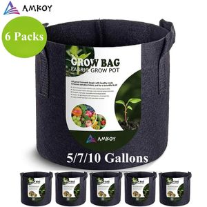 6PCS 5/7/10 Gallon Stof Tuin Aardappel Groeien Container Tas Plant Zaad Groeiende Tas Bloempotten groente Planter Tool met Handvat 240309