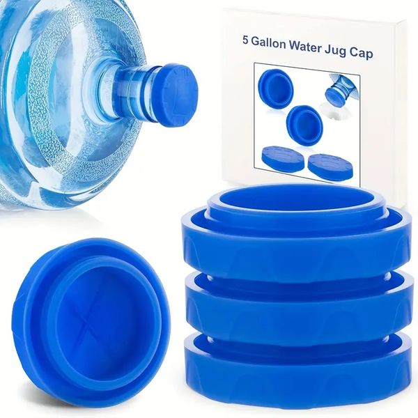 6pcs, bouchon de carafe d'eau de 5 gallons, résistant aux déversements de silicone, bouchons de bouteille d'eau de rechange réutilisables, bouchons de bouteille d'eau en silicone souple réutilisables, convient aux couvercles de bouteilles de 55 mm