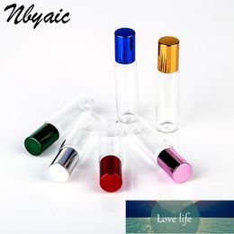6 uds 5ml 10ml botellas de rodillo de aceite esencial de vidrio transparente con bolas de rodillo de vidrio perfumes de aromaterapia bálsamos labiales botellas enrollables