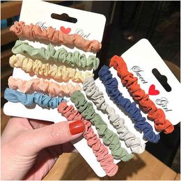 6 stks 5 stks ins hot scrunchies haar ring stropdas touw satijn snoep kleur paardenstaarthouders haarbanden Koreaanse dame grils haaraccessoires AA220323