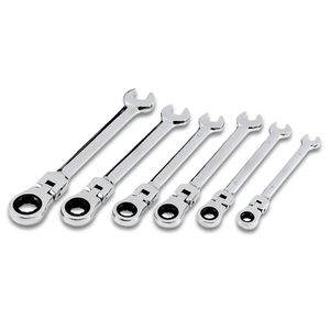 6 stks 8 - 17mm Flexibele kop Ratchet Moersleutel Dual-Use Gear Spanners