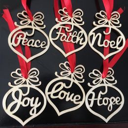 6 stks Veel Merry Christmas Decorations Houten Holle Ornament Kerstboom Opknoping Hanger Decoration Xmas Enfeuites