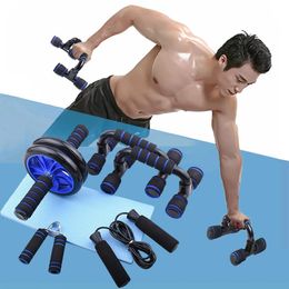 6 pièces combinaison de roues abdominales équipement de Fitness ensemble bleu 5-en-1 support de poussée multifonctionnel équipement de Fitness à domicile 240123