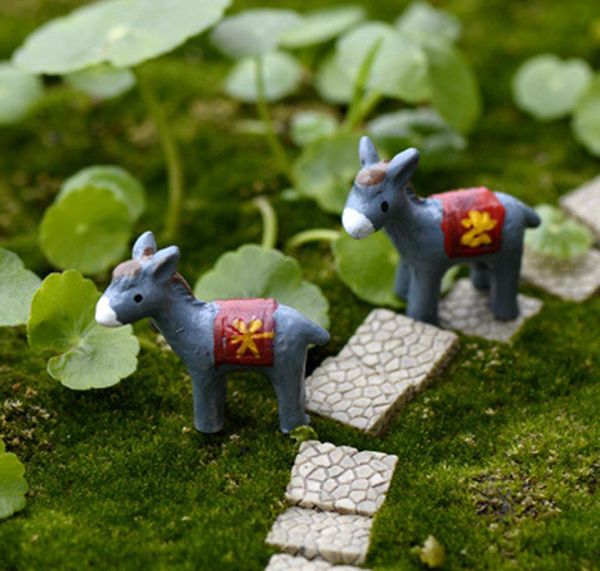6 pcs animaux âne figurines gnomes fée jardin miniature bonsaï terrarium ornement maison décoration résine artisanat 3006378