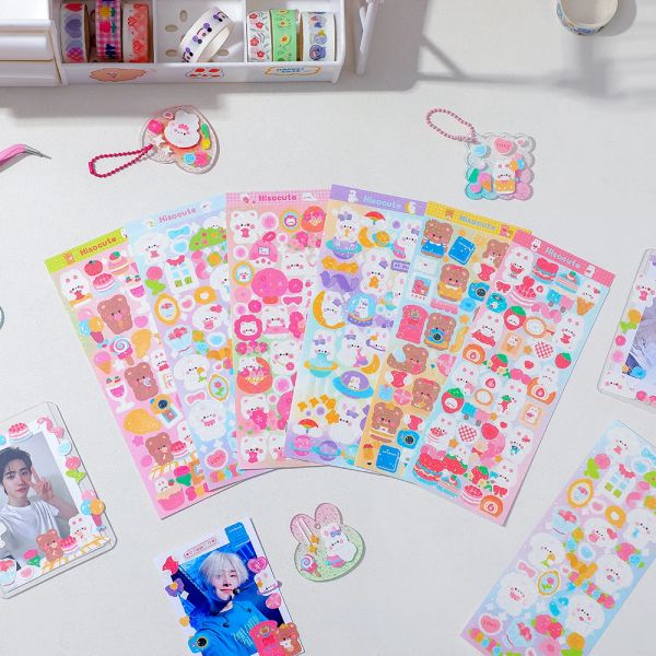 6pcs Animal Autocollants kawaii papeterie de papeterie Supplies Sticker japonais Sticker Packs Material Paper