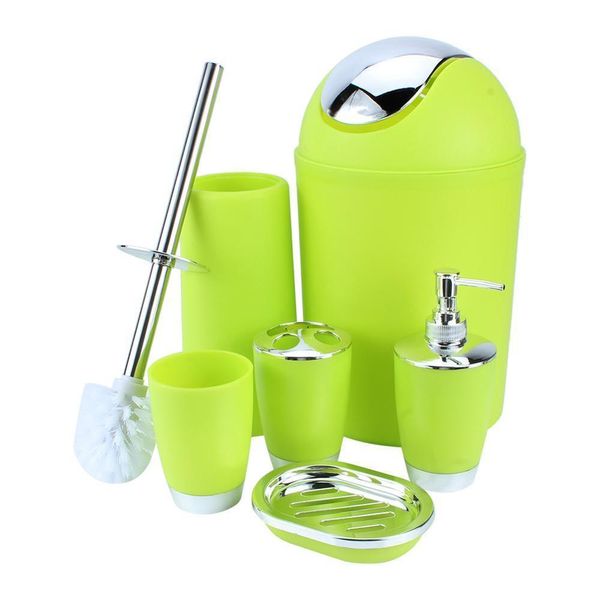 6 unids accesorios de baño negro soportero de cepillo de dientes contenedor de jabón dispensador dispensador tumber inodoro cepillo baño baño verde blanco lj201204