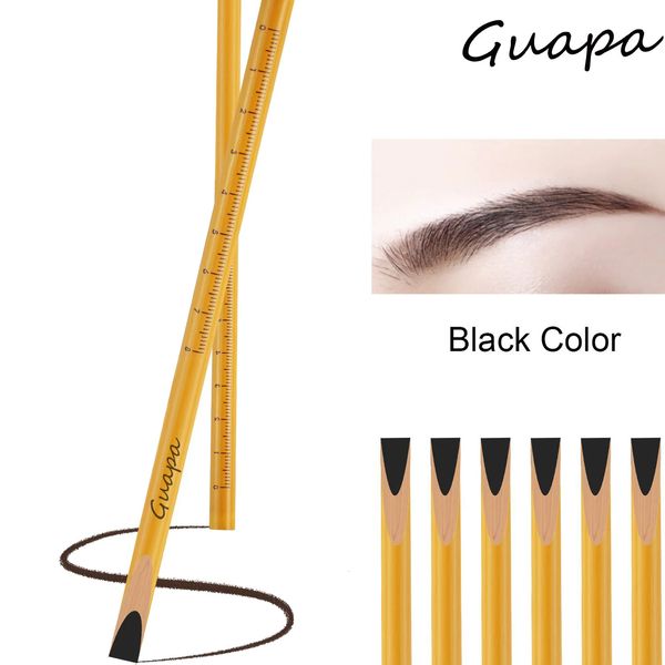 6 pièces crayon à sourcils noir Microblading longue dernière couleur sourcils ligne Design stylo avec échelle précise pour crayon de maquillage professionnel 240106
