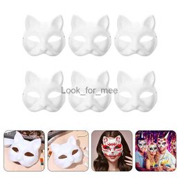 6pcs blanco kat cosplay maskers cartoon papiermasker volwassen maskerade feest gunsten diy dieren machoe Halloween Festival cosplay prop hkd230810