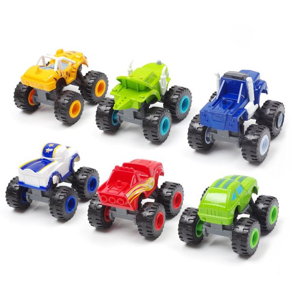 6pcs Blaze Car Toys 1:64 Vehículos Diecast Toy the Monster Machines Car Russian Miracle Crusher Truck Toys Racing Cars Mountain LJ200930