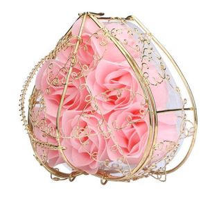 Caja de 6 uds de moda hecha a mano, jabón de rosas artificiales, flores, jabón de baño romántico, rosas para regalo de boda de San Valentín