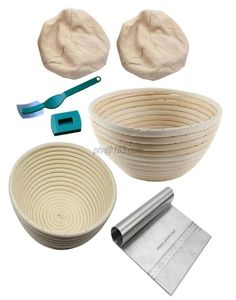 6 piezas de cesta de prueba de banneton para pan, tazón para hornear, masa con revestimiento de pan y herramienta raspadora para panaderos, cestas de prueba 2010237440829