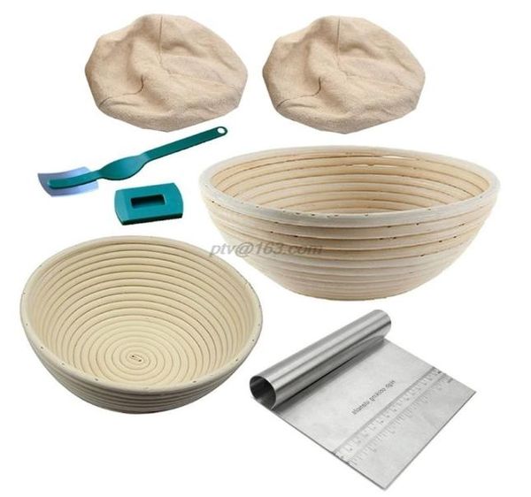 6 pièces pain Banneton panier d'épreuve bol de cuisson pâte avec doublure de Lame à pain et outil de grattoir pour les boulangers prouvant les paniers 2010231739604