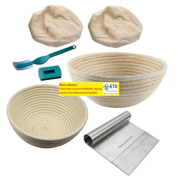 6 Pcs Pain Banneton Épreuvage Panier Cuisson Bol Pâte Avec Doublure De Lame De Pain Et Outil De Grattoir pour Boulangers Prouver Paniers 201023 LL