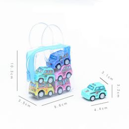 6 Stks Auto Model Speelgoed Pull Back S Mobile Voertuig Brand Truck Taxi Kid Mini Boy S Gift Diecasts voor kinderen 220418