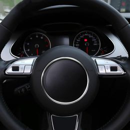 6pcs auto stuurwiel knoppen pailletten chroom abs styling interieur accessoires stickers voor Audi Q3 Q5 A7 A3 A4 A5 A6 S3 S5 S6 S7255Z