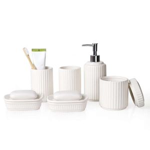 6 pièces, ensemble blanc en céramique, ensemble d'accessoires de conception classique complet, comptoir de vanité de décoration de salle de bain moderne d'appartement à domicile, ANTIS'S HOME