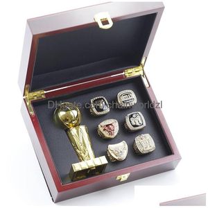 6 stuks Chicagobl Backetball Team Champions Championship Ring Set met houten kist Trofee Souvenir Mannen Vrouwen Jongen Fan Brithday Gift 2023 Dhl8T