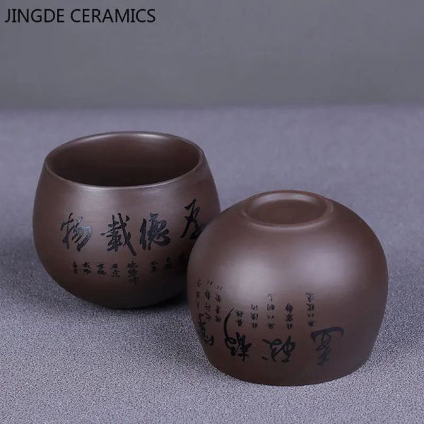 6pcs chinois fait à la main à la main pourpre argile tasse à thé de voyage pu'er tasse tasse zisha ther tasse à eau tasse ménage