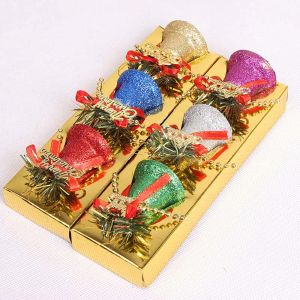 Cloches de noël artisanales colorées de grande taille, 6 pièces, bricolage pour Festival de noël, ornement pour la maison, décoration de porte d'arbre de noël 908
