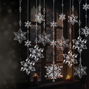 6 stks, Kerst Sneeuwvlok Decoraties Sneeuwvlok Ijspegel Drop Ornamenten Set Kristallen Kerst Ornamenten Met Kerstboomversieringen