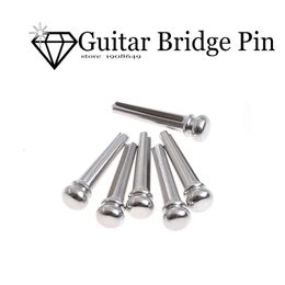 6pcs Chrome akoestische gitaar Brass Bridge Pins String Nail Pins / End Pins Bridge Pins