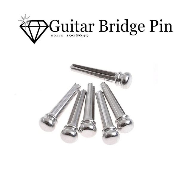 6pcs Chrome Guitare acoustique épingles de pont de laiton