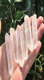 6pcs Clear Natural Lemurian Seed Quartz Crystal Point Point Spécimen Reiki guérison Rough Gemstone Crystal Point Point Méditation pour faire JE9986224