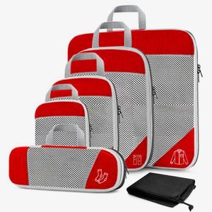 6PCS Organisateur de stockage de voyage compressé avec sac à chaussures Mesh Bagage visuel Cubes d'emballage portables Sac de valise léger 231228