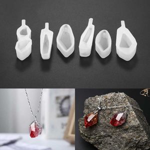 6pcs Crystal Stone Gem Siliconen vormen oorbellen ketting hanger epoxy hars mal voor doe -het -zelf sieraden maken bevindingen gereedschap benodigdheden