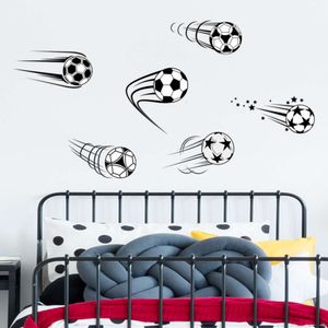 6 stuks verschillende stijl vliegende voetbal met sporen sterren muurstickers voor jongen slaapkamer woonkamer kinderkamer muurstickers decor