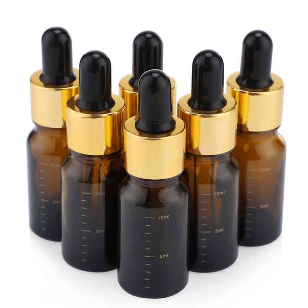 6 pièces vides bouteilles en verre d'huile essentielle avec échelle 10 ml/0.3 oz flacons rechargeables résistants aux UV bouteilles de stockage de parfums liquides cosmétiques