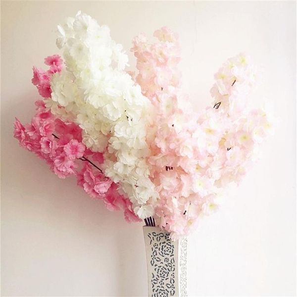 6 pièces fausse fleur de cerisier branche de fleur bégonia Sakura tige d'arbre pour événement mariage arbre déco fleurs décoratives artificielles LJ200910234L