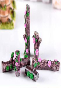 6pcs Flower Tree Stump Bonsai Figuras Miniaturas de jardín de hadas para terrarios adornos decoración del hogar Decoración del hogar Craft5491667