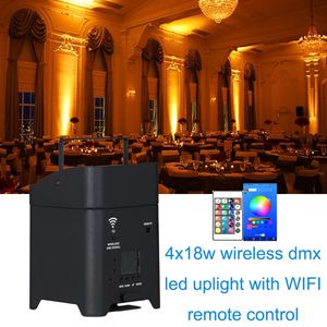 6 stks vrijheid par 4x18w draadloze batterij DMX RGBWA UV 6in1 lichten wifi afstandsbediening Smart platte led par dj-ulters