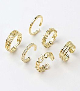 Bague d'orteil réglable en or pour femmes et filles, 6 pièces, nœud inférieur Simple, bande de queue ouverte empilable, bijoux de pied hawaïens 8350685