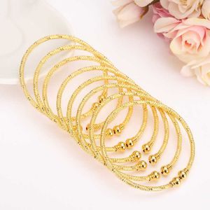 6 stks GOUD GEVULDAFRICA Sieraden Ethiopische Bling Bangle Armband Dubai India Bangle voor Vrouwen Geschenken Mannen Kinder Bangle Verjaardag Geschenken Q0720