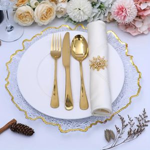 6pcs gouden rifladerplaten Clear Charger Plates Wedding Decoration Party Decor Party Suppliesholiday Decor Holiday Supplies 240326