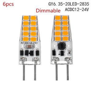 6 pièces GY6.35 Dimmable SMD2835 20 LED ampoule AC/DC12-24V lumière remplacer traditionnel de l'halogène pour l'éclairage suspendu